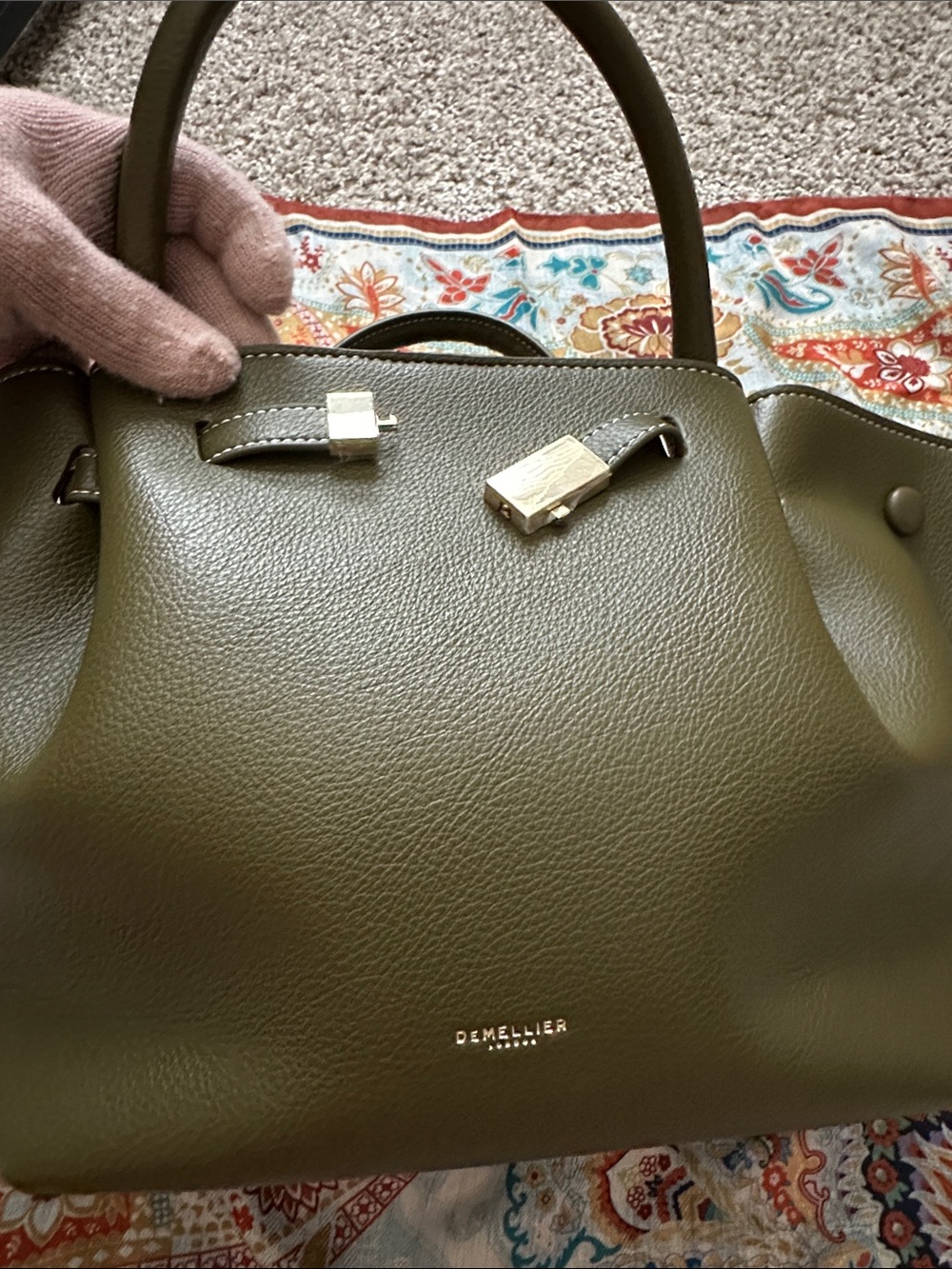 Demellier Olive Green Tote Handbag - Picture 6 of 6